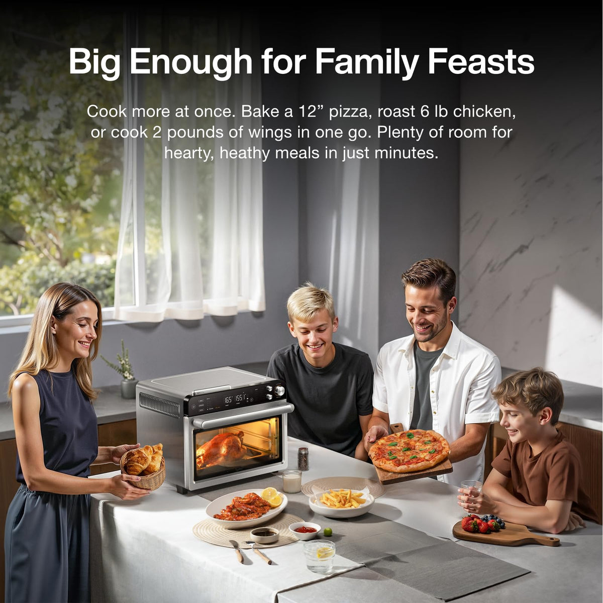 Typhur Sync Oven large 27-quart capacity for family meals.
