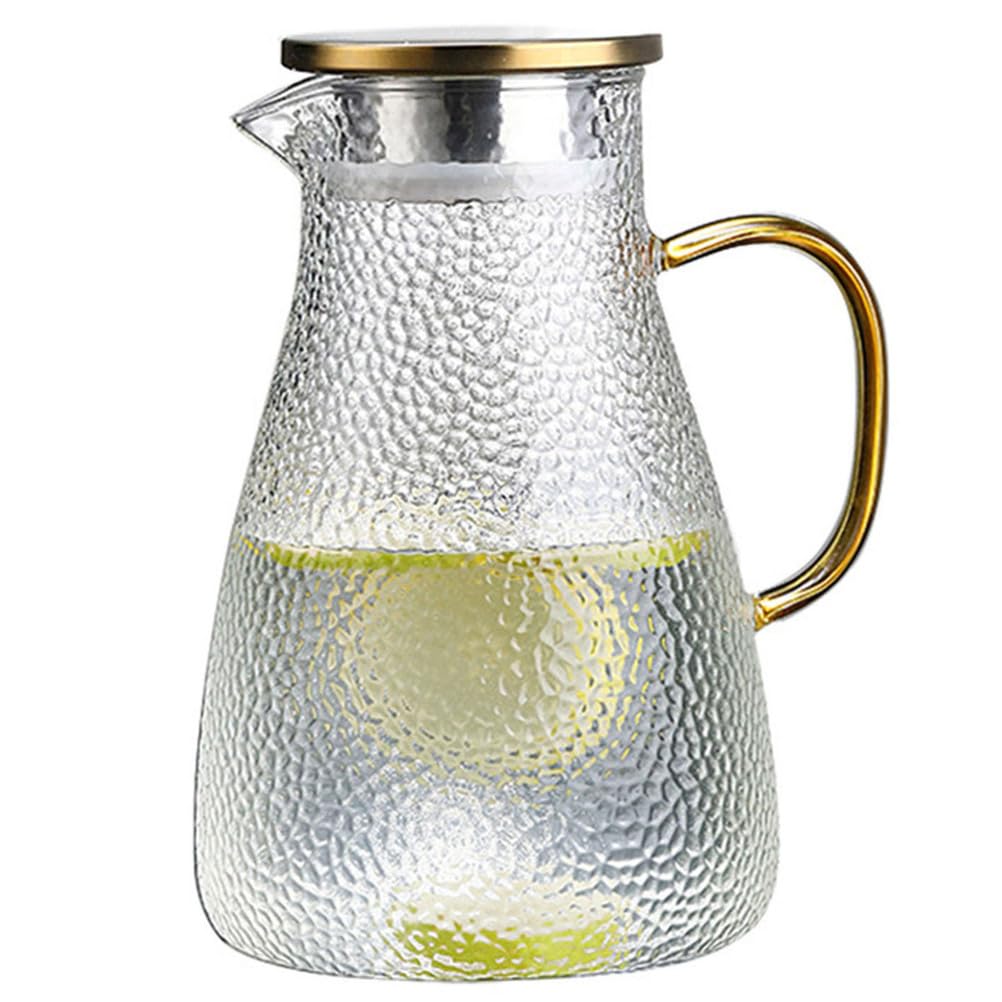 TYWSMY 2L water pitcher with lid and handle, clear glass for serving beverages