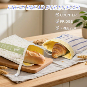 Tyzarglef beeswax bread bag open showing roomy 17x13 inch interior