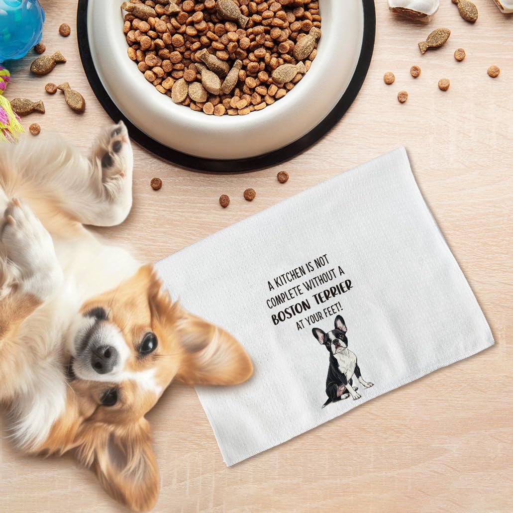 Tzhim Boston Terrier towels feature colorful patterns for lively kitchens