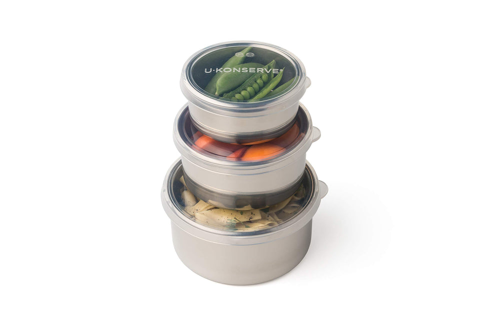 U Konserve nesting trio 5oz container with lid for on the go meals.