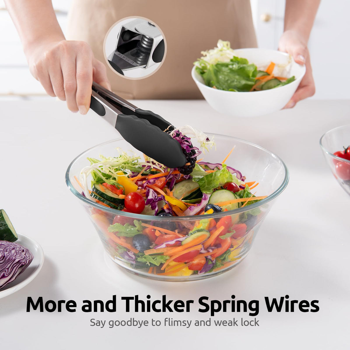 U-Taste sturdy 18/10 springs offer reliable tension for smooth motion.