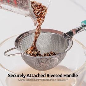 U-Taste 3.9 inch strainer over cup ready for tea or juice.