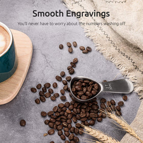 U-Taste scoop with engraved measurements on the handle for easy reading.