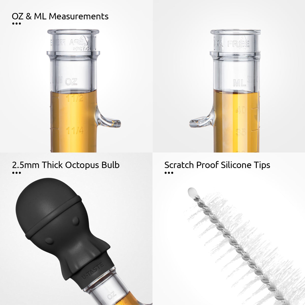 U-Taste dishwasher-safe body with long cleaning brush.