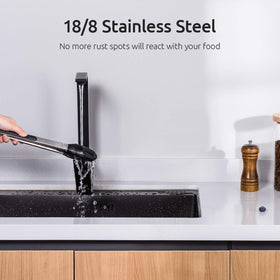 U-Taste pack of 3 black tongs keeps your kitchen ready for any task.