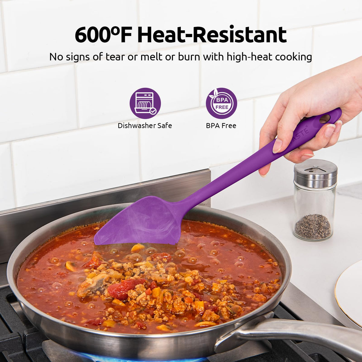 U-Taste nonstick silicone spatula with soft grip for comfortable stirring