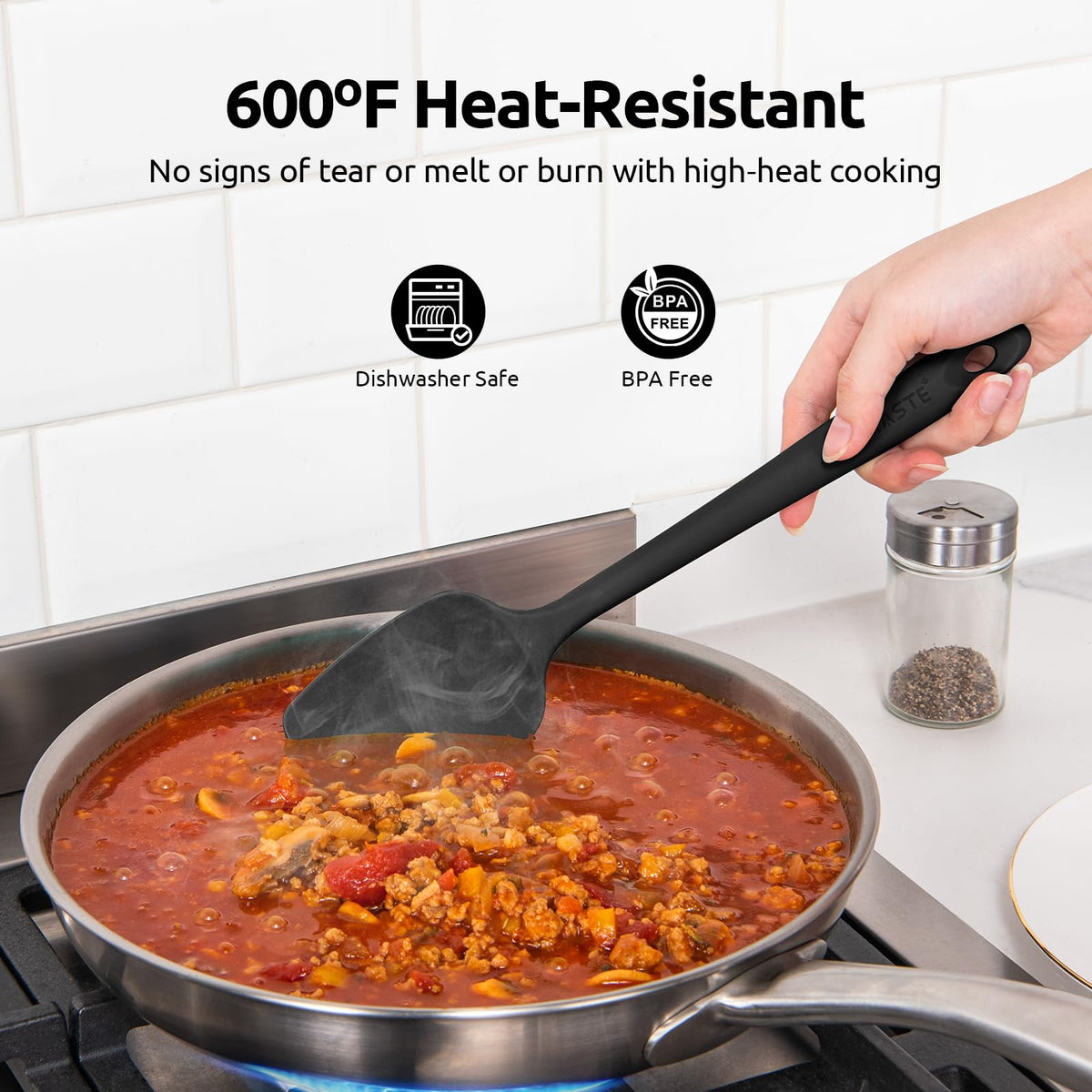 U-Taste silicone spatula set large spatula flips and turns without scratching