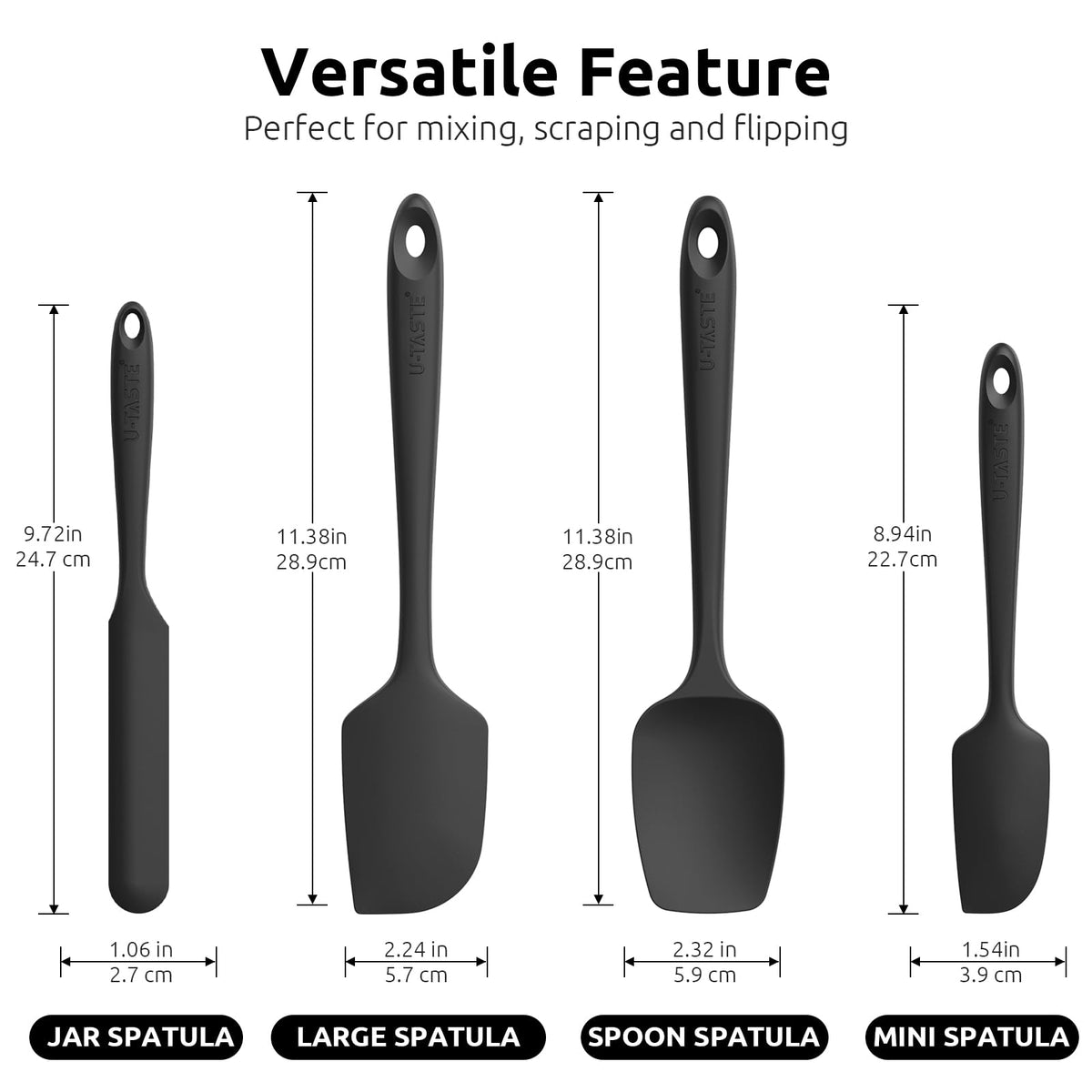 U-Taste silicone spatula set long spoon in use for smooth mixing