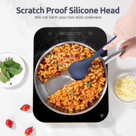 U-Taste silicone ladle scooping soups smoothly and safely.