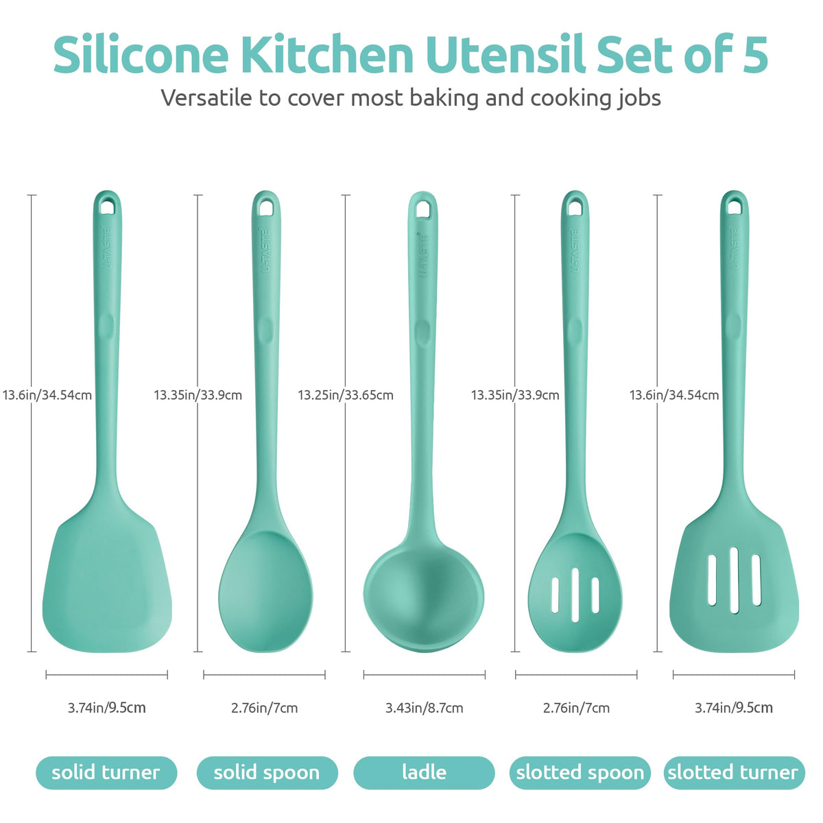 U-Taste solid turner in aqua sky, gentle on non-stick surfaces