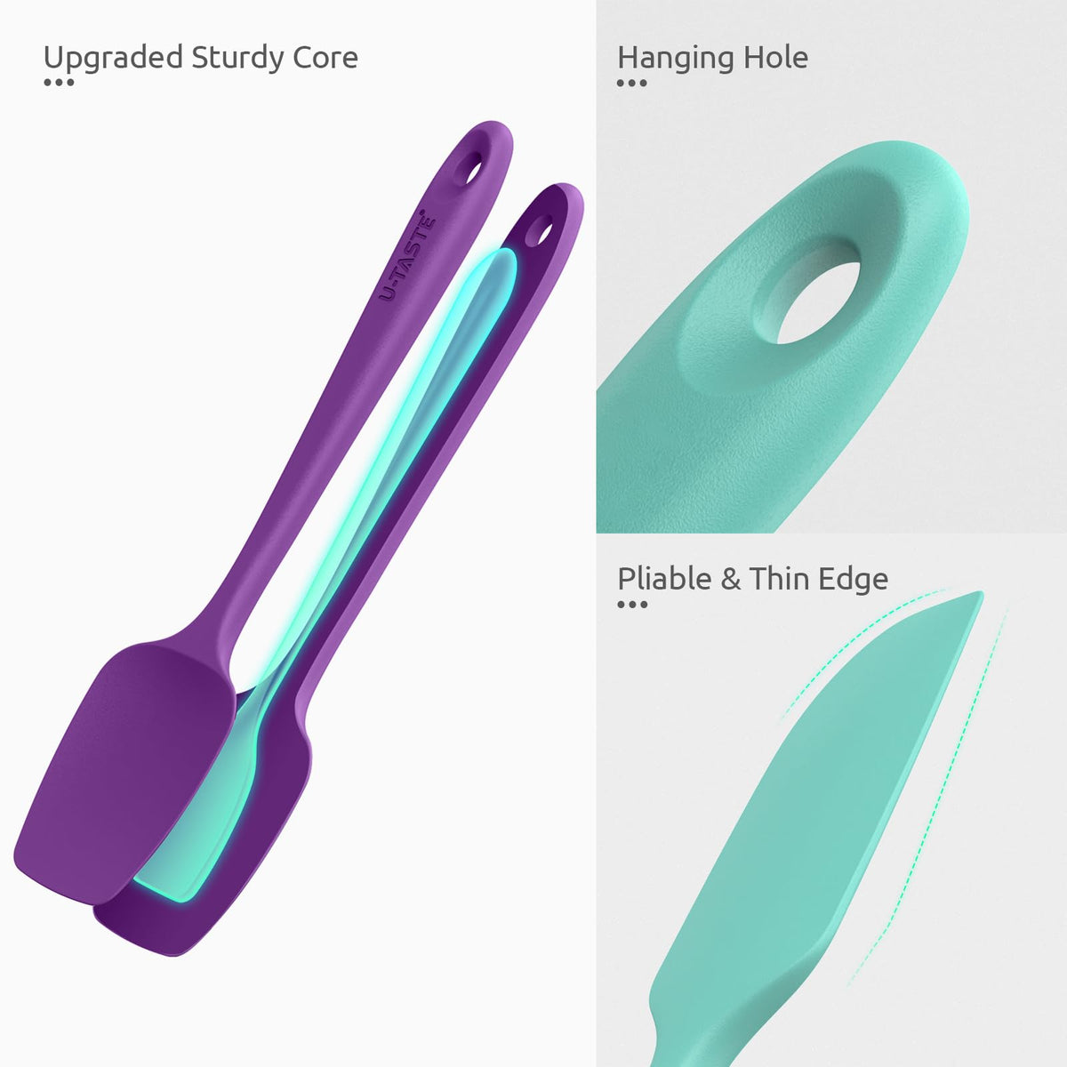 U-Taste upgraded core keeps spatula sturdy for folding and mixing