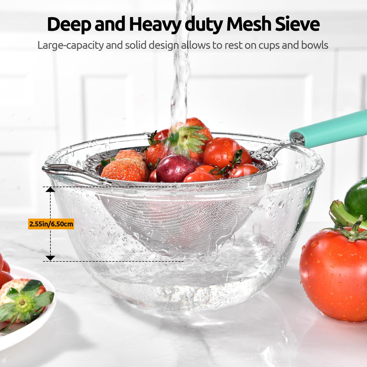 U-Taste versatile strainer, suitable for tea, flour, quinoa, and more.