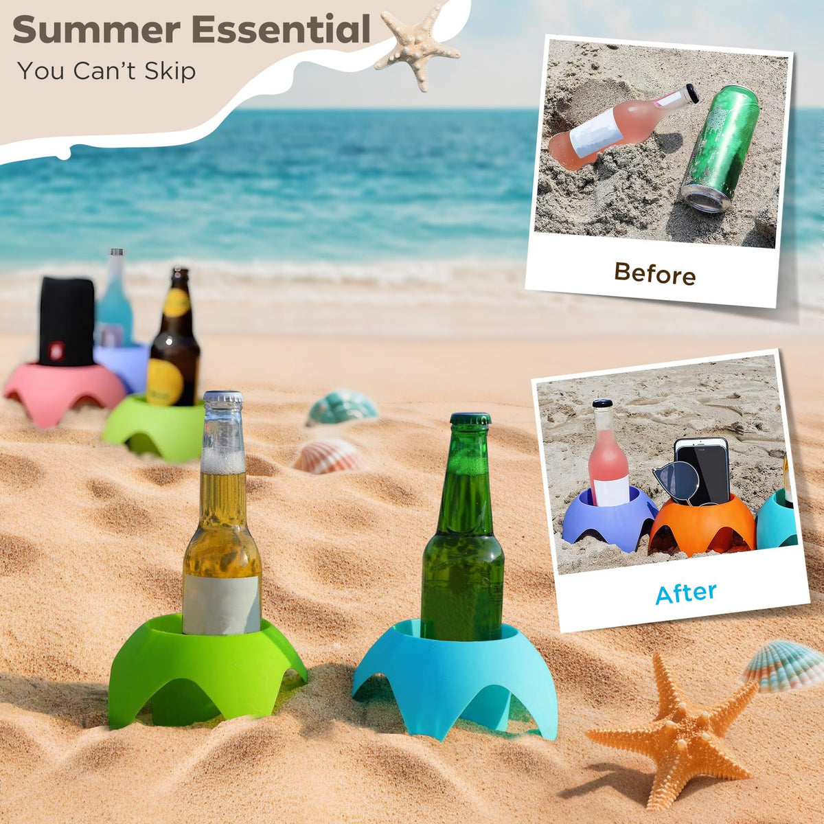Uarzt sand coasters 5-pack carolina blue help you spot drinks on the beach