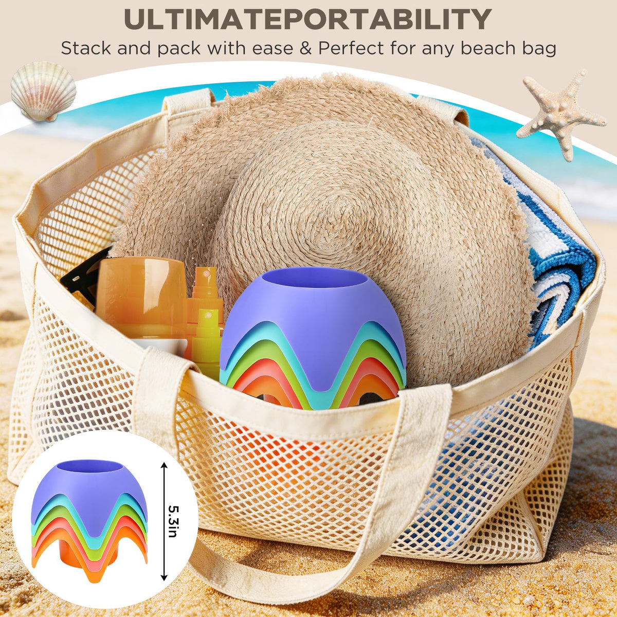 Uarzt sand coasters stackable design saves bag space