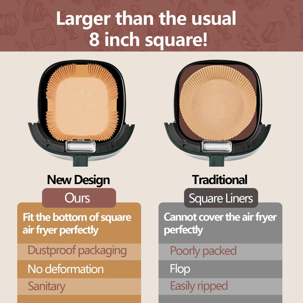 Liners compatible with microwave cooking for versatile meals.