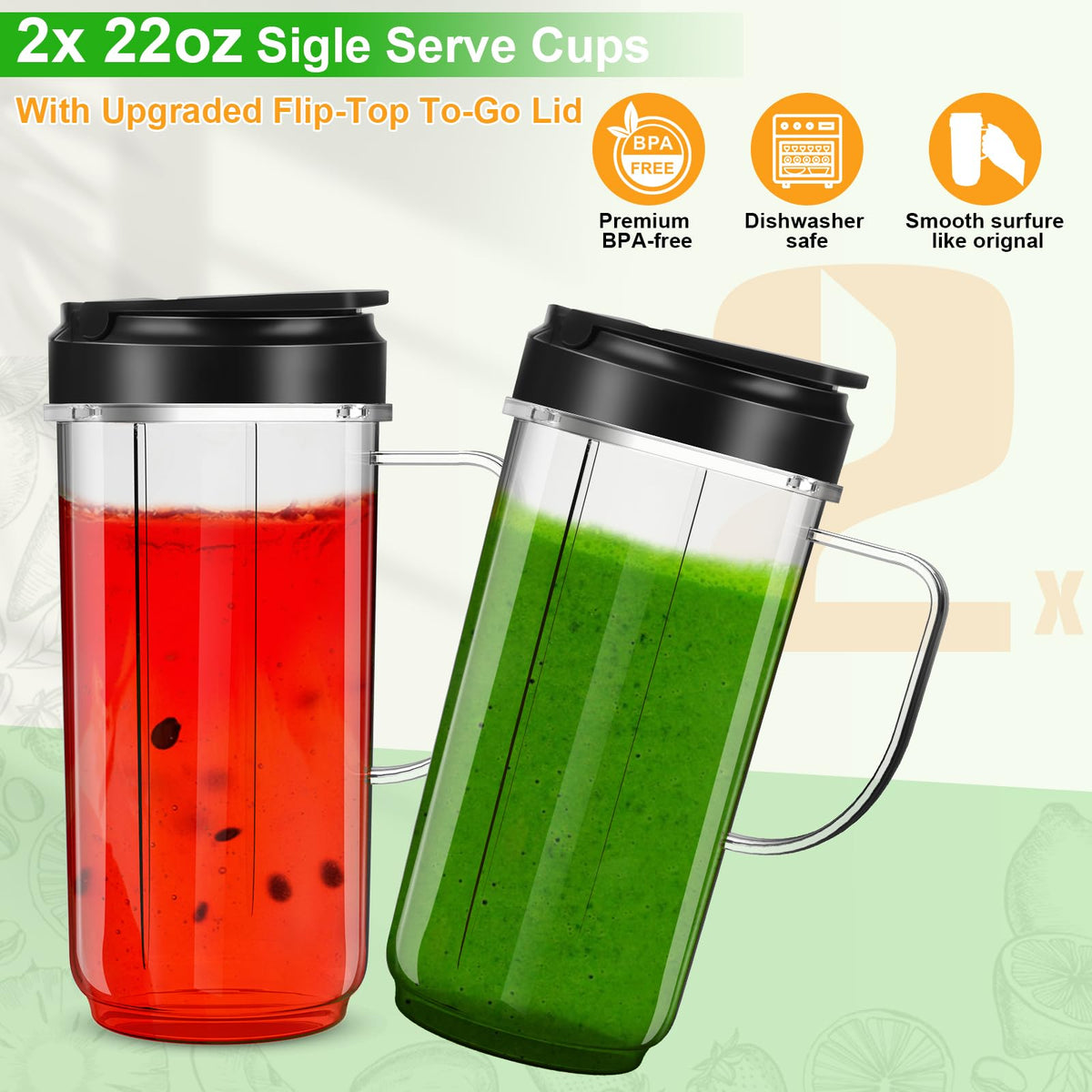 UBYNID 22oz tall cup with ergonomic handle for easy pouring.