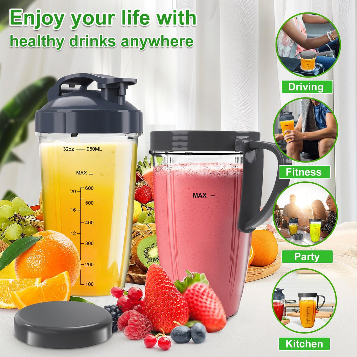 UBYNID Nutribullet lip ring with handle for easy pouring