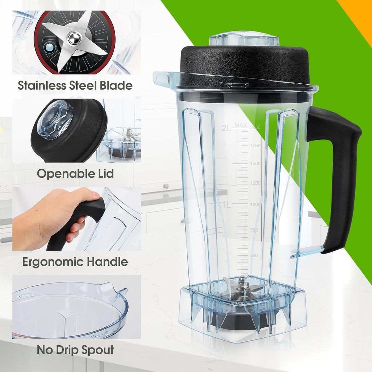 UBYNID Vitamix 64oz pitcher stainless blade for smooth blends