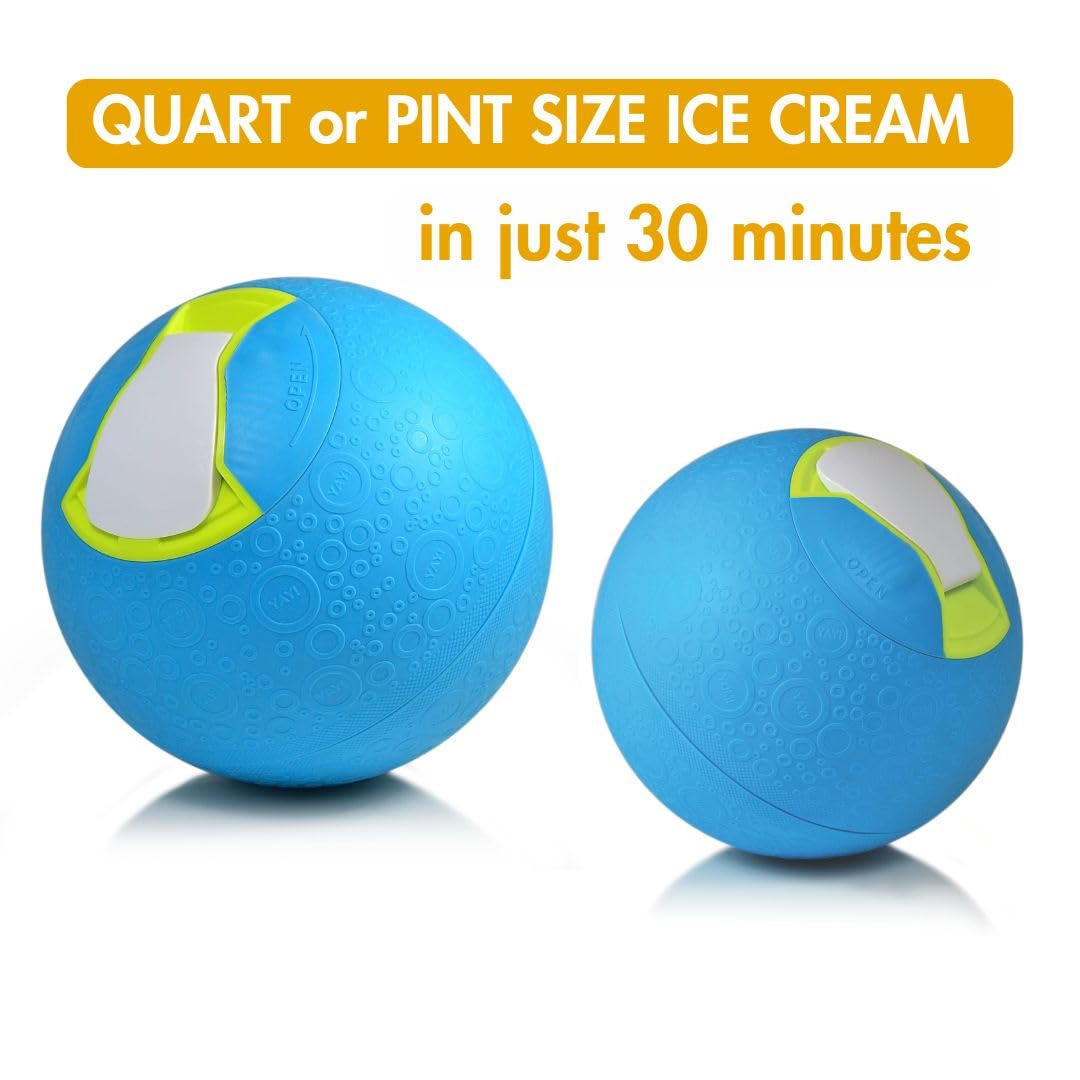 Ice and rock salt placed inside the ball for freezing action