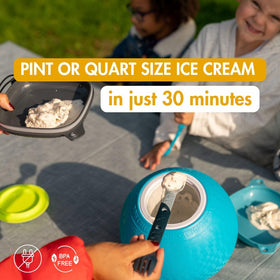 Side view of UCO Yaylabs SoftShell ball with built-in handles for easy use