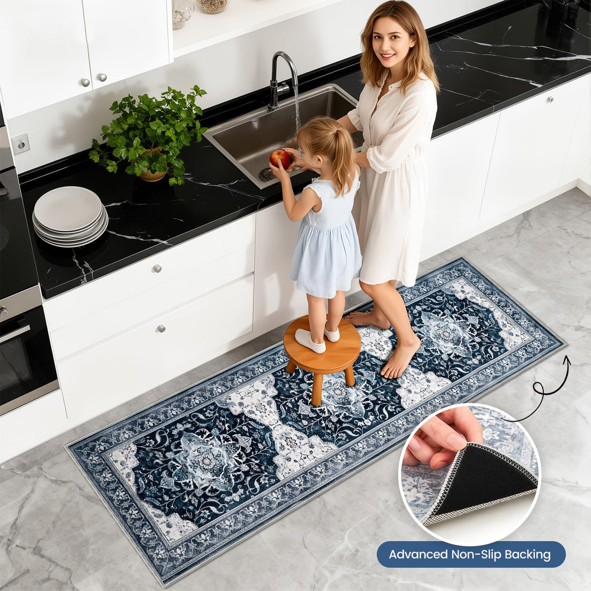 Ufeekare kitchen rug set 3pc boho 20x59 provides full coverage and farmhouse charm.