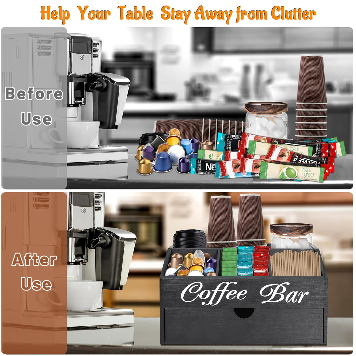 Ugiftt coffee bar organizer easy clean surface for daily use
