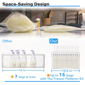 Milk bags neatly stored in Ugotfeels container demonstrating organization