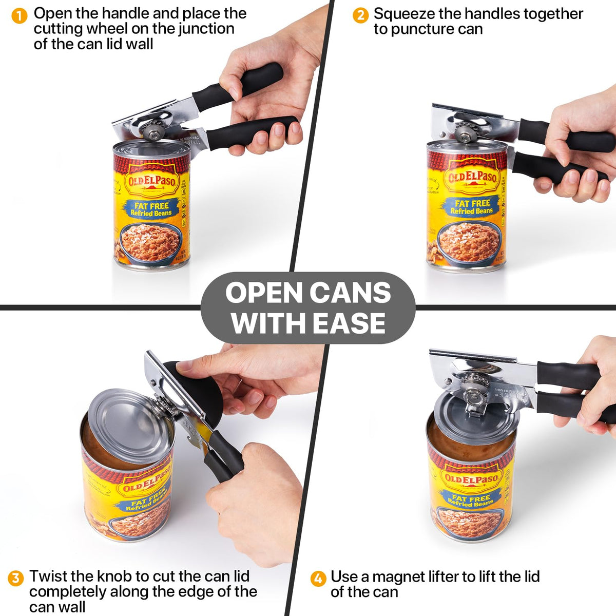 UHIYEE can opener has easy-clean cutting wheel for simple maintenance.