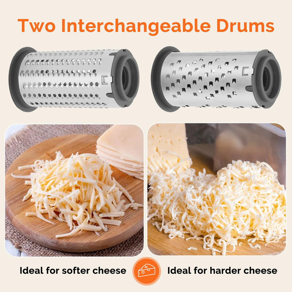 UHIYEE rotary parmesan grater handle in action for smooth cranking