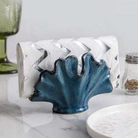 Uiddo ceramic sponge holder blue close up shows durable glaze and finish