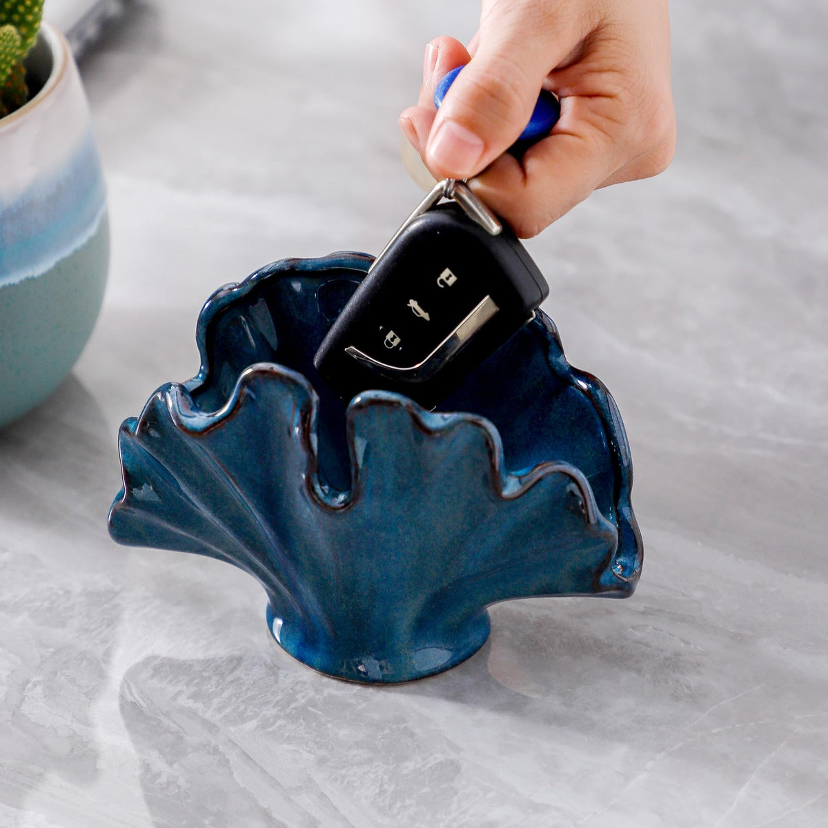 Uiddo ceramic sponge holder blue dish drying area for quick air drying