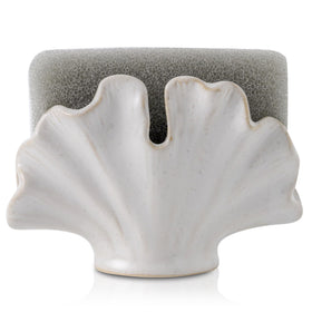 Uiddo ceramic sponge holder on kitchen counter, sturdy and elegant for daily use.