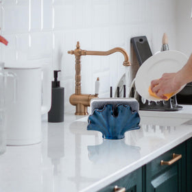 Uiddo farmhouse blue sponge holder decor adds charm to counters