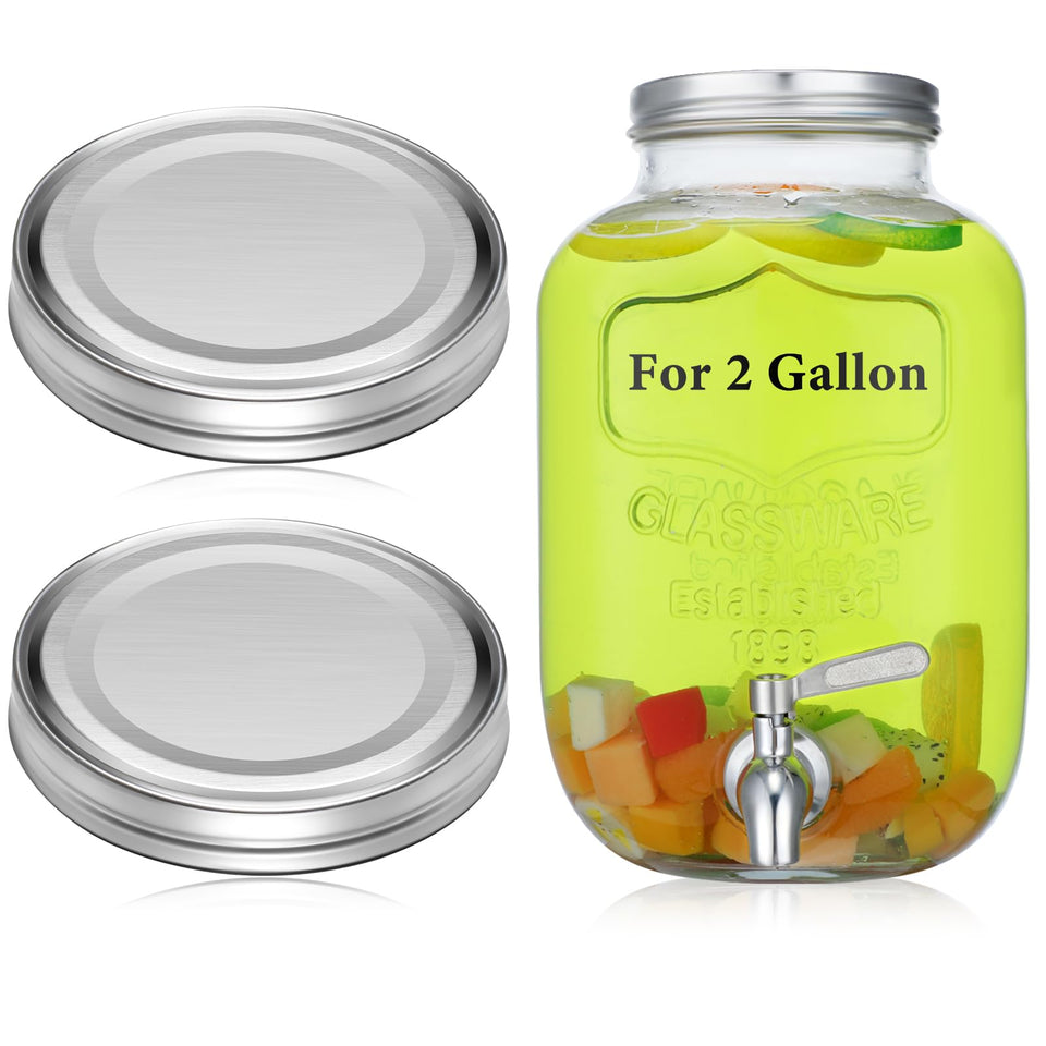 Uiifan 2 Pcs 304 stainless steel mason jar lids with secure threading for airtight storage.