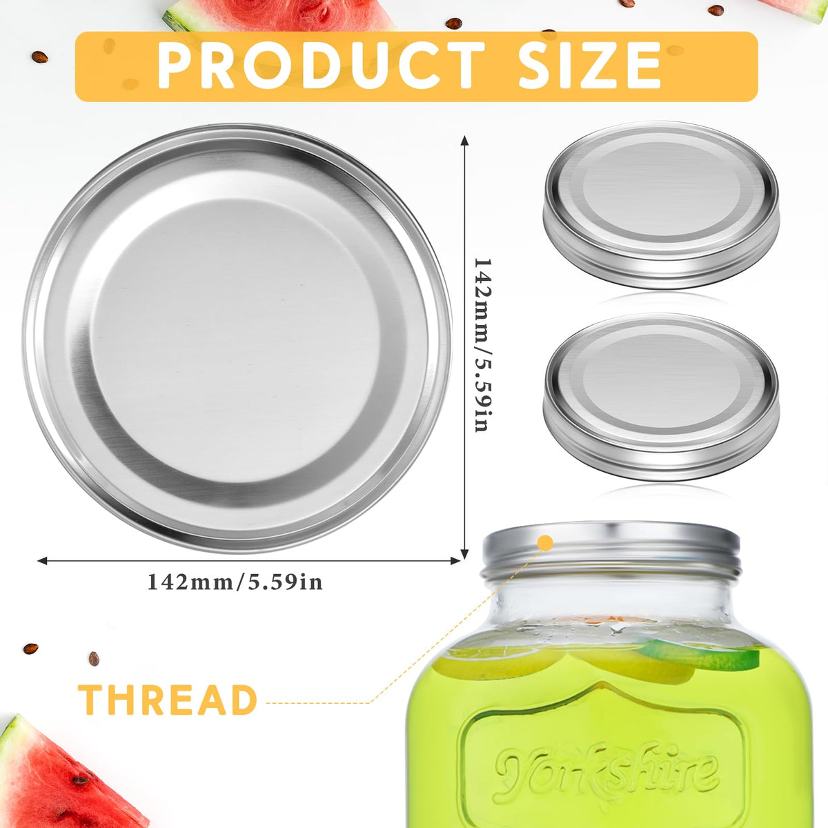 Uiifan airtight vacuum seal lids for 2-gallon mason jars.