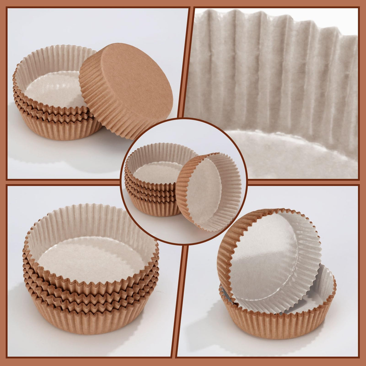 Uiifan natural cupcake liners stacked together, convenient disposable bakeware for parties.
