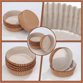 Uiifan natural cupcake liners stacked together, convenient disposable bakeware for parties.