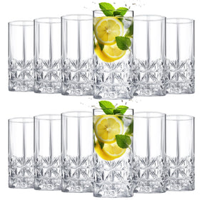 Uiifan tall highball glass 12oz showcases crystal clarity for cocktails and refreshing beverages.