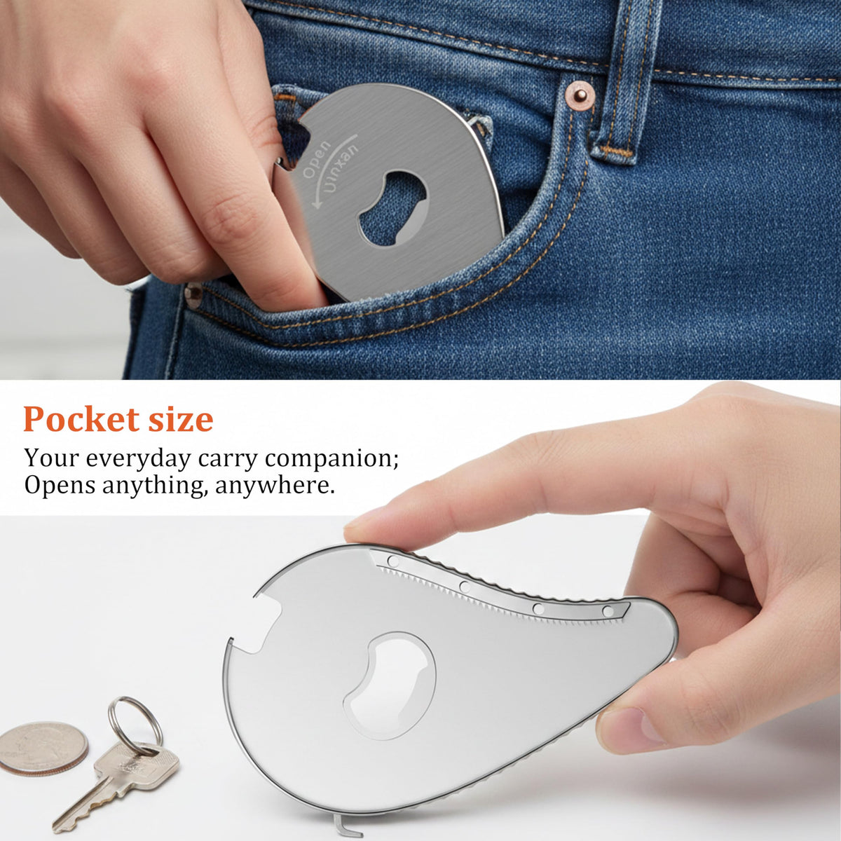 Uinxan jar opener pocket-size fits in hand and drawer
