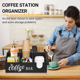 Uipame Coffee Bar Organizer with removable partition ideal for straws and spoons.