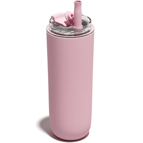 UIRZOTN 16oz pink insulated tumbler with lid and straw for on-the-go hydration.