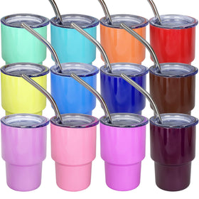 UIRZOTN 3oz mini tumbler shot glass with lid and straw for portable, spill-free sipping.