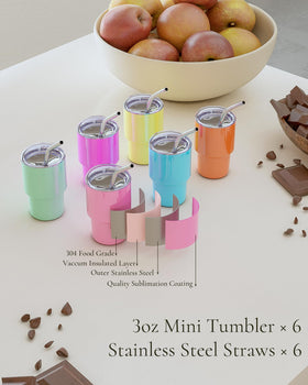 UIRZOTN six-pack stainless steel shot glasses, durable and travel-friendly for parties.
