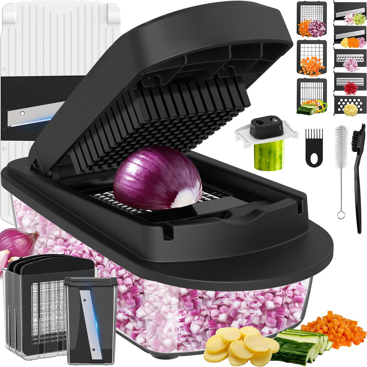 Ukeetap 8 blade chopper assembly for fast, even slicing and dicing.