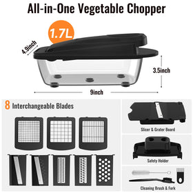 Ukeetap 8 blade chopper in action with quick dicing and chopping.