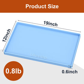 Blue Ukeetap mat adds bright color to the feeding area
