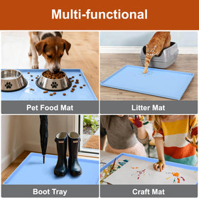 Ukeetap waterproof mat used as boot tray in blue entryway