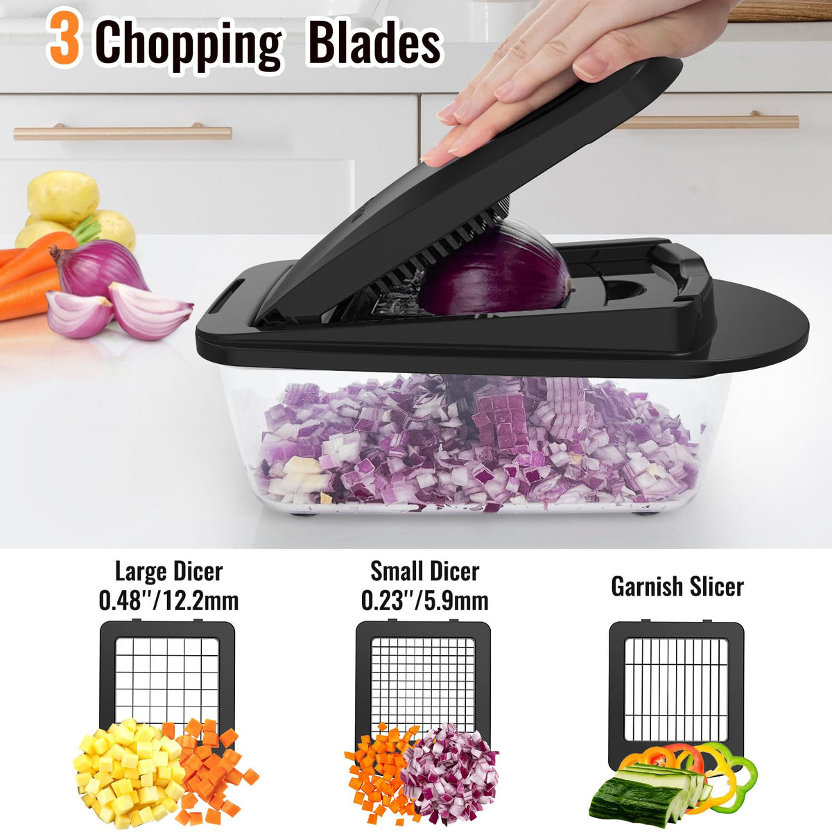 Ukeetap chopper with non-slip base delivers stable performance while cutting.