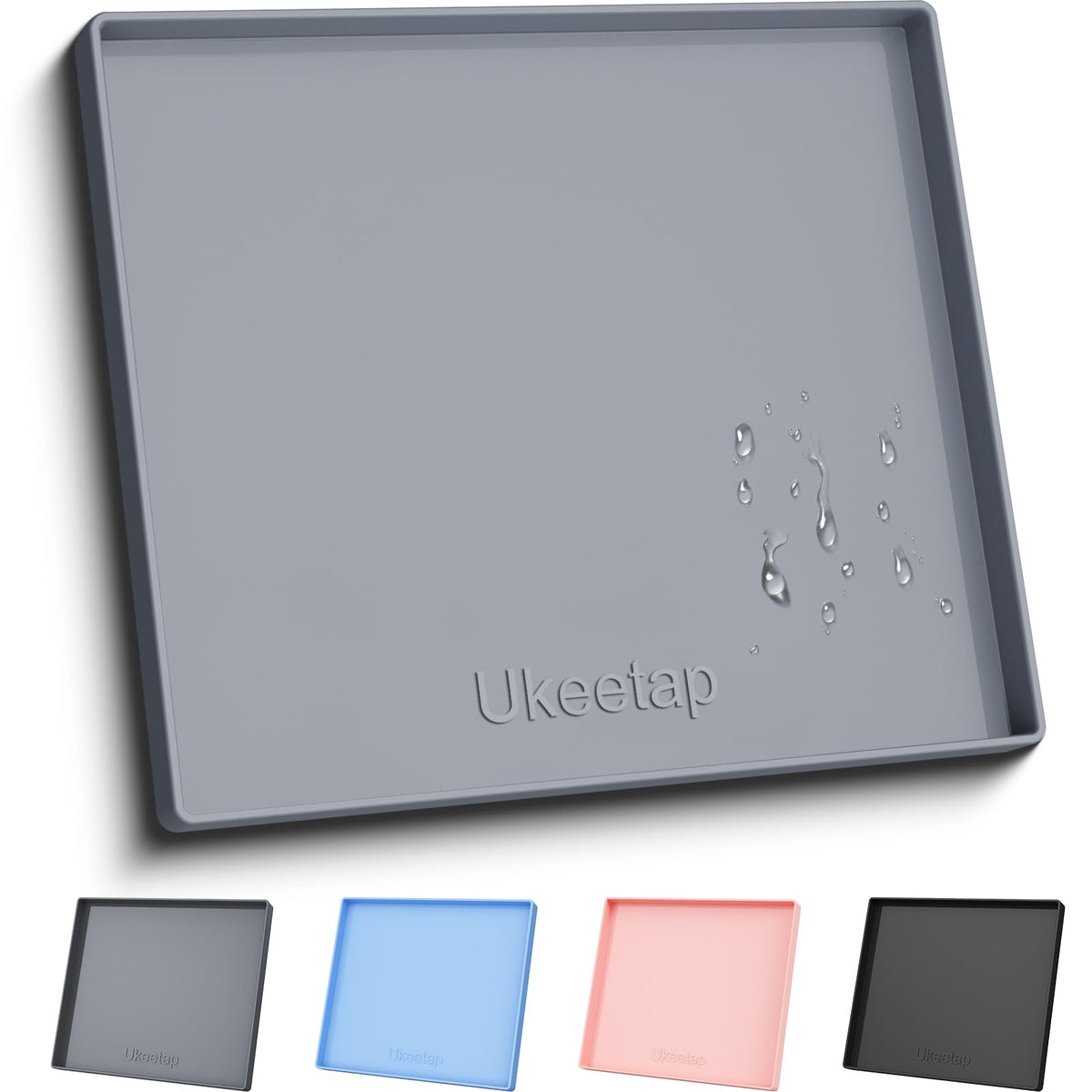 Ukeetap extra thick silicone mat with raised edge protecting floors from spills